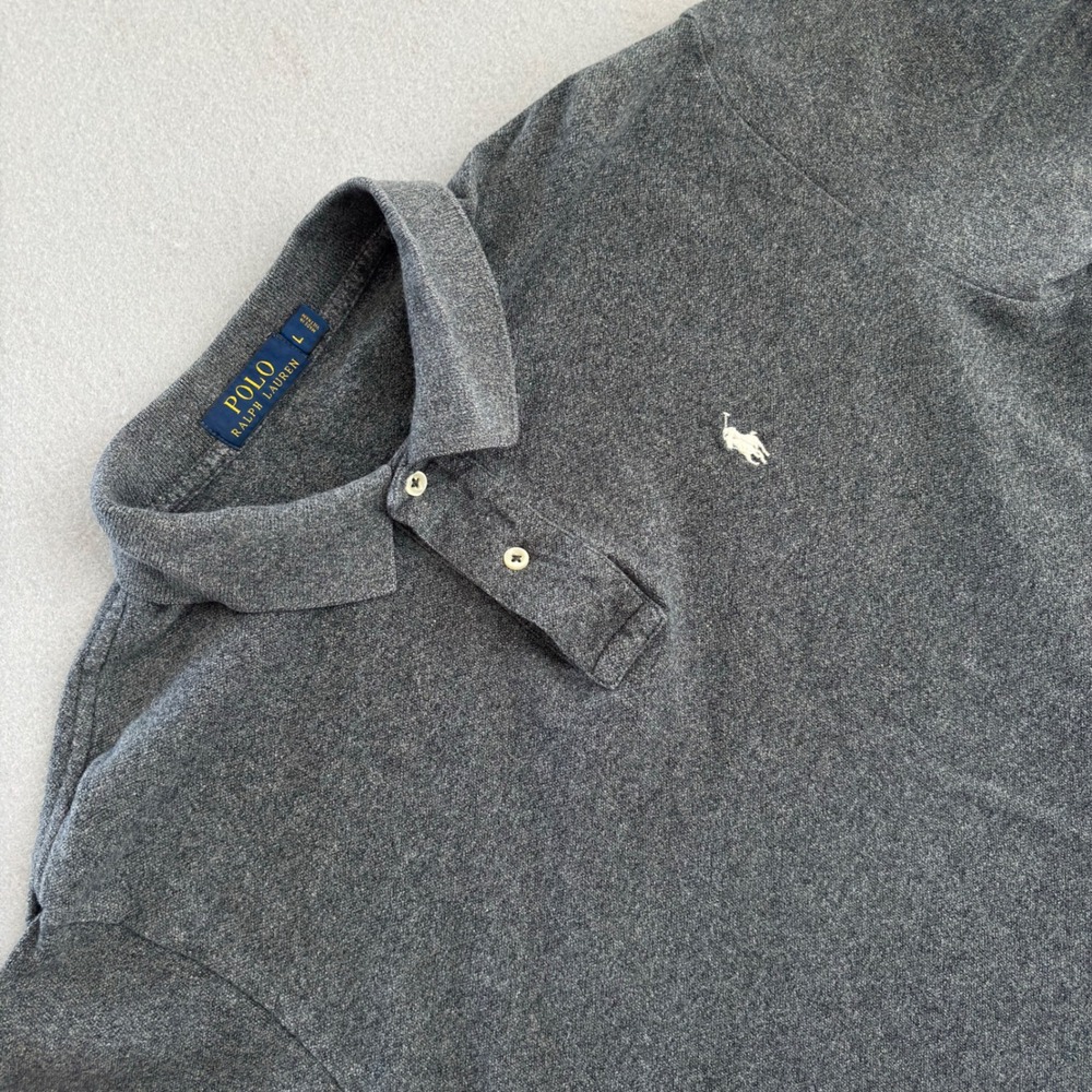 Polo Ralph Lauren Mens Large Charcoal Gray Short Sleeve Cotton Polo Shirt